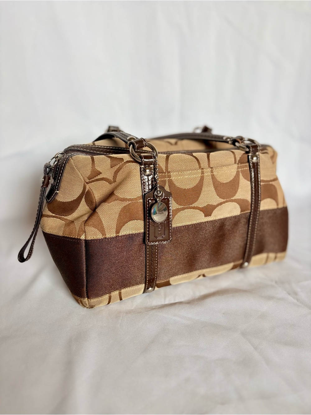 Coach Beige and Brown Signature Canvas Tote